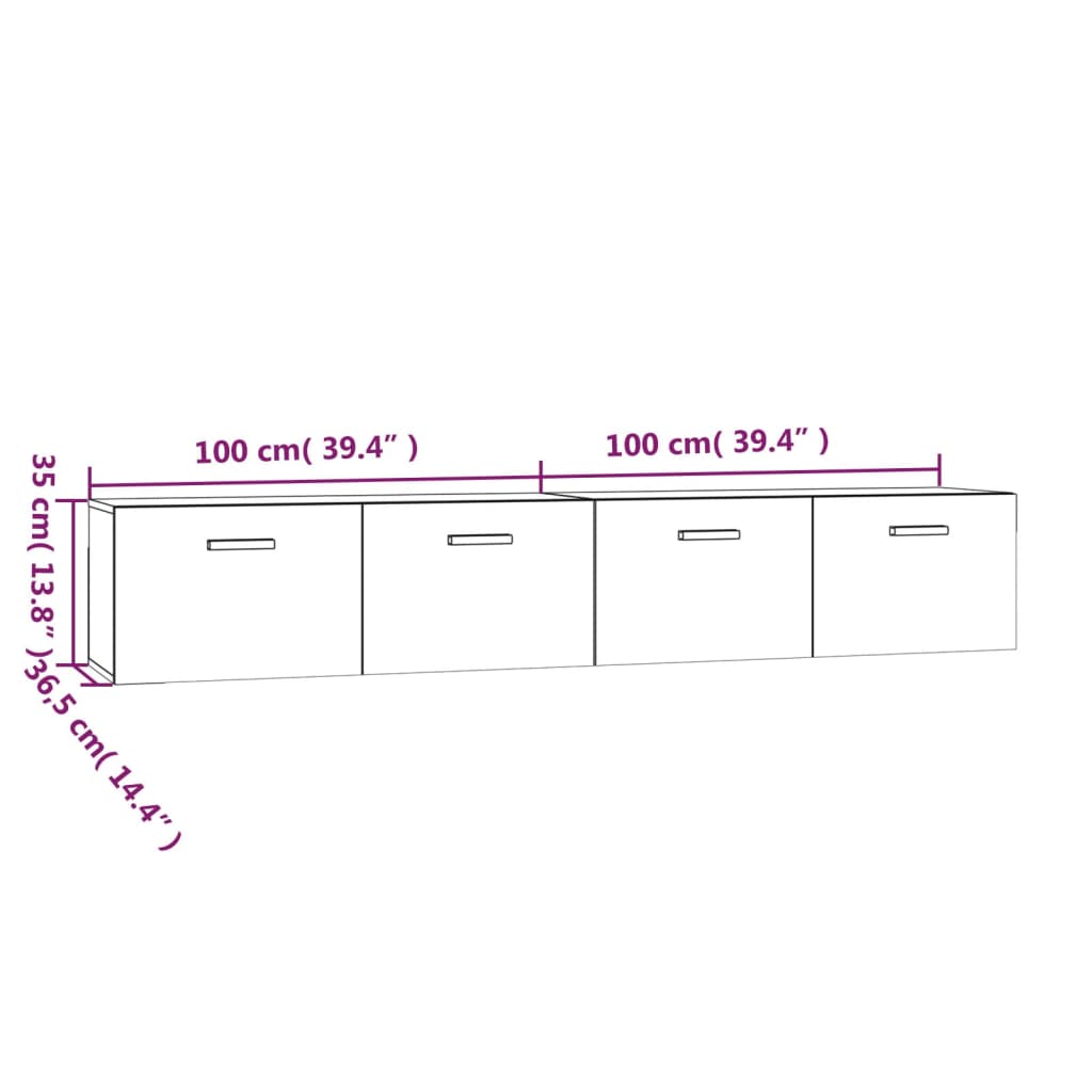 Wall Cabinets 2 pcs Grey Sonoma 100x36.5x35 cm Engineered Wood